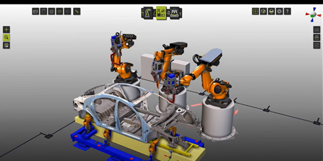 Layout Building for KUKA spot welding cell with FASTSUITE